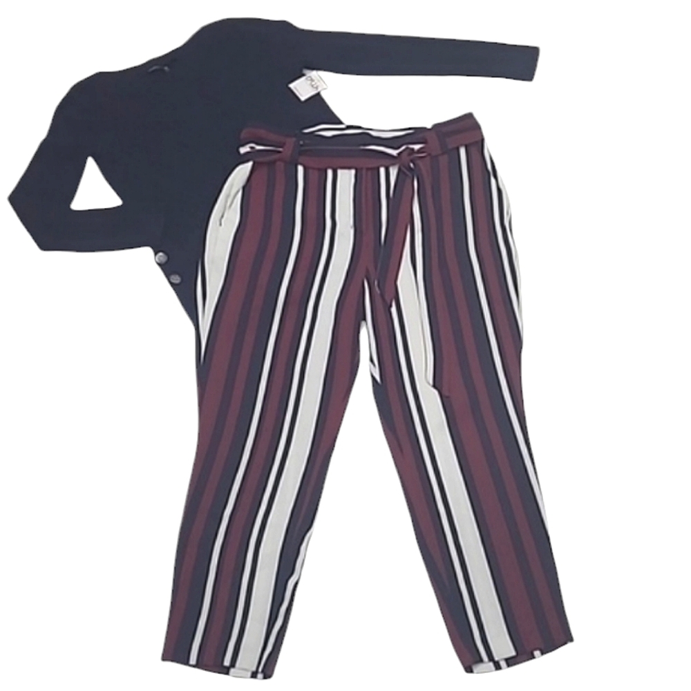 Express High Waist Rise Ankle Dress Pants Flowy Fit Pockets Accent Belt Sz 14 - Picture 5 of 17